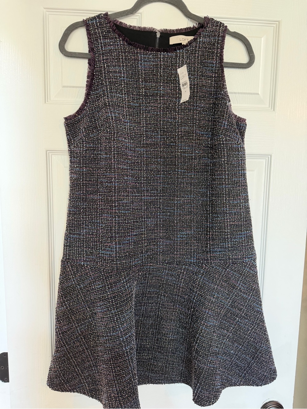 NWT Loft Purple Tweed Sleeveless Fit & Flare Dress